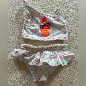 Flapdoodles White Polka Dot Kids Bikini